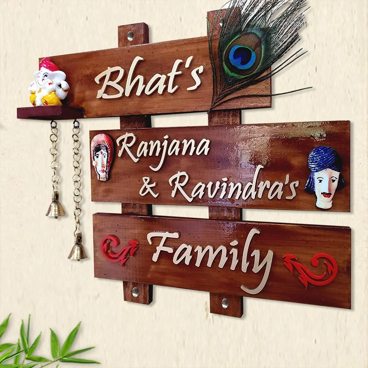 Home Decor Family Style Durable Personalized Name Plate for Office Wooden Stylish Home Home Decor Showpiece and Gifts by HomeDecorKart and Karigaari India