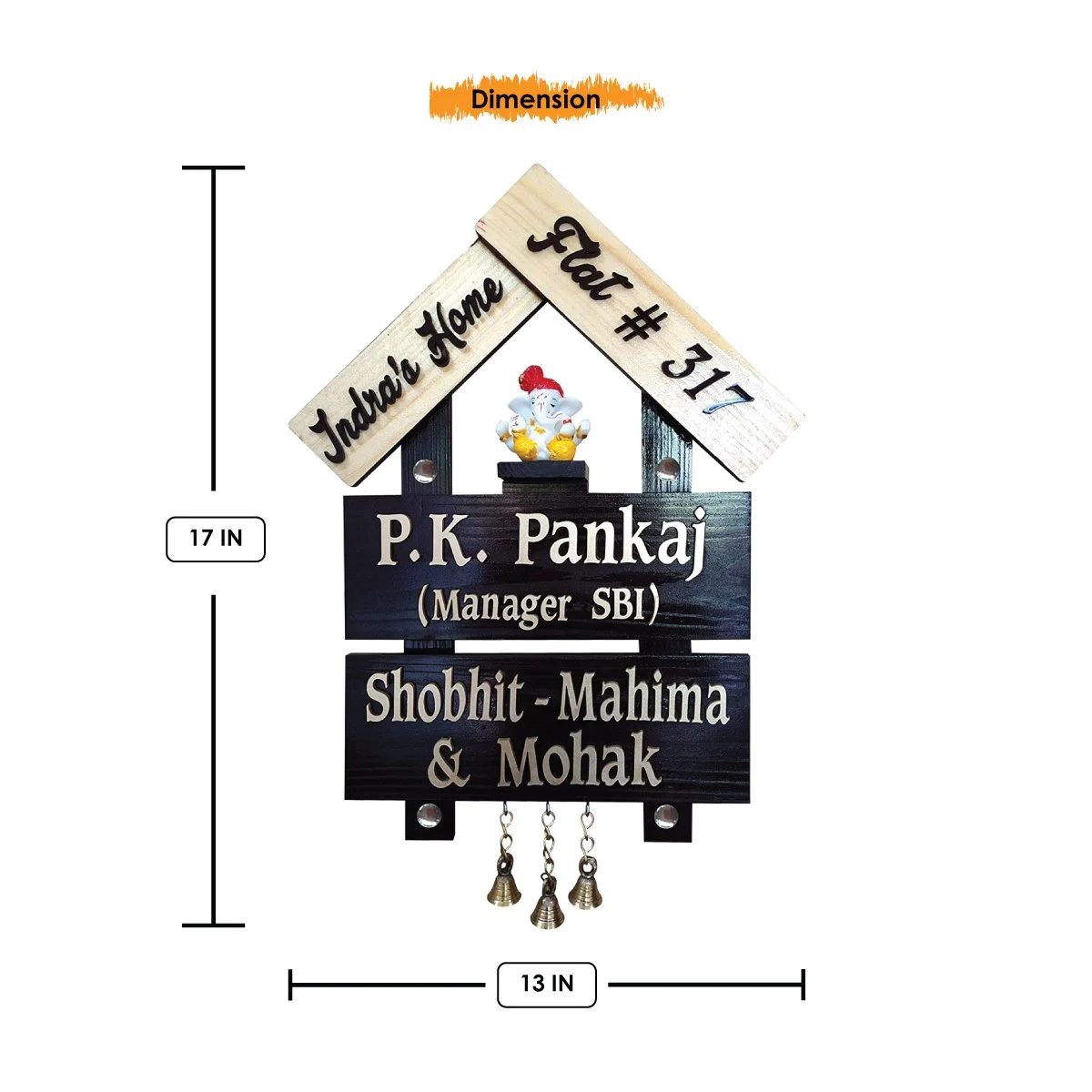 Home Decor Hut Style Durable Beautiful Wooden Name Plate for Home Office Sturdy Home Decor Showpiece and Gifts by HomeDecorKart and Karigaari India