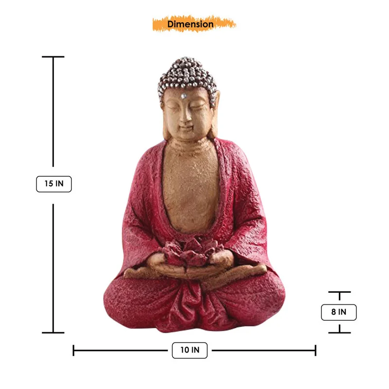 Buddha Idols Handcrafted Ployresin Lord Buddha Meditating Statue Pink Colour Showpiece Home Decor/Office Decor/Spiritual Gift Home Decor Showpiece and Gifts by HomeDecorKart and Karigaari India