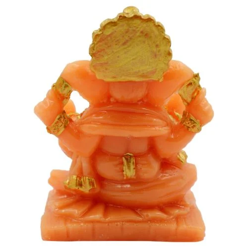 Car Dashboard Idols Lord Ganesha sitting Unique Orange Colour Idol for Home Decor Home Decor Showpiece and Gifts by HomeDecorKart and Karigaari India