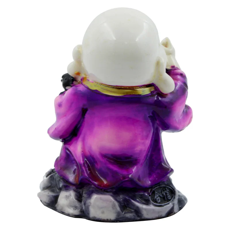 Buddha Idols Handcrafted Ployresin Lord Buddha White And Purple Standing Laughing Statue Showpiece Home Decor/Office Decor/Spiritual Gift Home Decor Showpiece and Gifts by HomeDecorKart and Karigaari India