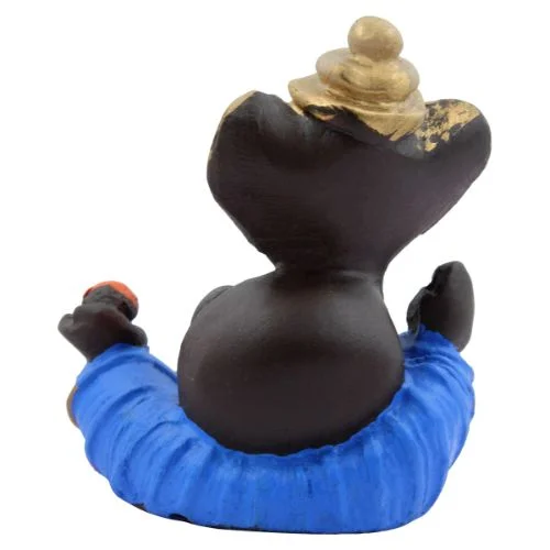 Car Dashboard Idols Unique Design Ganesh Idol Black Color with Blue Dhoti for Home Decor Home Decor Showpiece and Gifts by HomeDecorKart and Karigaari India