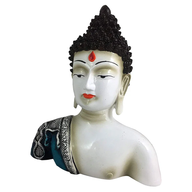 Buddha Idols Handcrafted Ployresin Lord Buddha White Colour Statue Upto The Shoulder Showpiece Home Decor/Office Decor/Spiritual Gift Home Decor Showpiece and Gifts by HomeDecorKart and Karigaari India