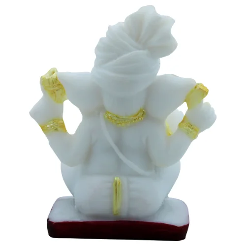 Car Dashboard Idols Lord Ganesha Sitting with Mouse Crystal White Color Idol for Home Decor Home Decor Showpiece and Gifts by HomeDecorKart and Karigaari India