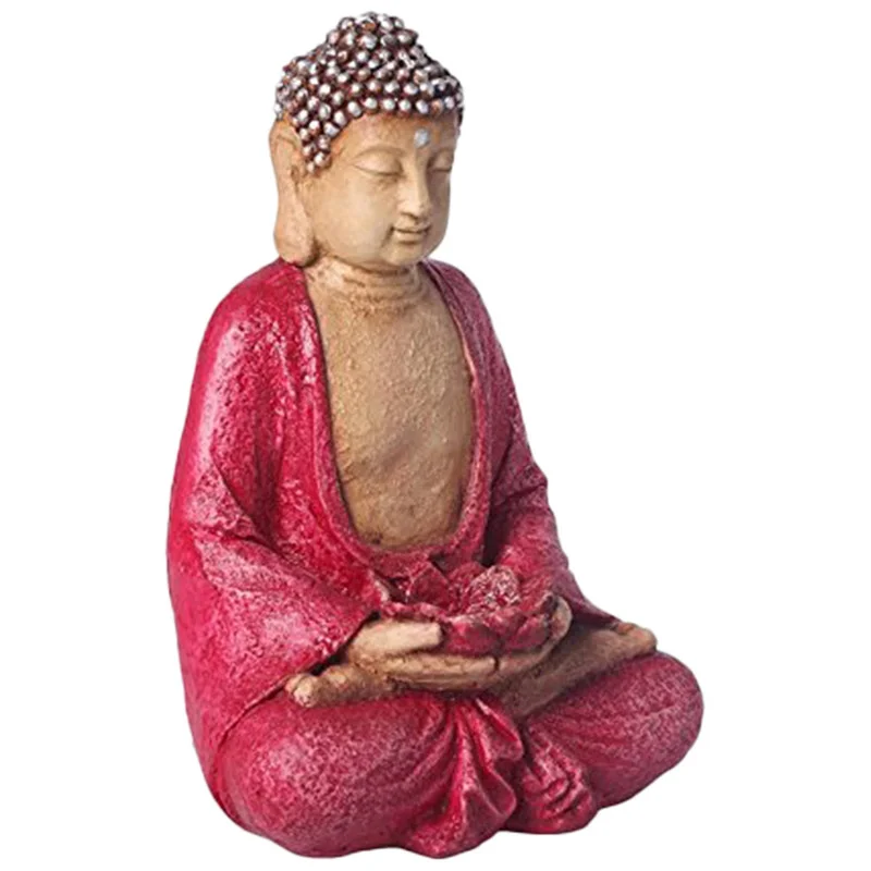 Buddha Idols Handcrafted Ployresin Lord Buddha Meditating Statue Pink Colour Showpiece Home Decor/Office Decor/Spiritual Gift Home Decor Showpiece and Gifts by HomeDecorKart and Karigaari India