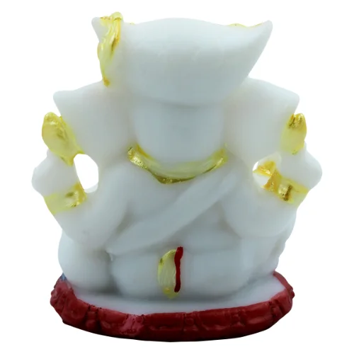 Car Dashboard Idols Lord Ganesha Sitting Idol Unique Design Best for Home Decor White Color Home Decor Showpiece and Gifts by HomeDecorKart and Karigaari India