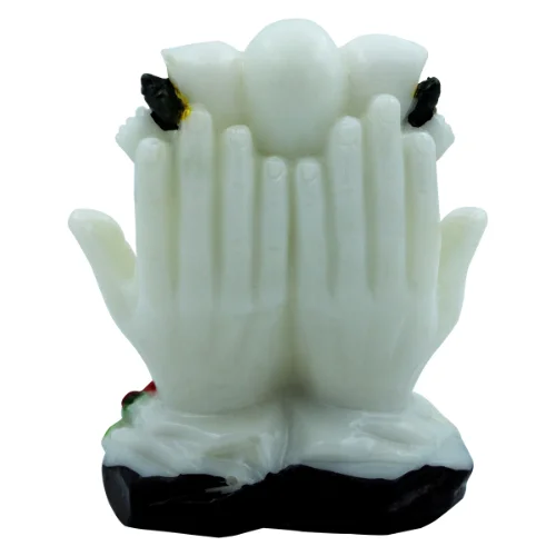 Car Dashboard Idols Lord Ganesha Sitting Between Two hands Idol White Color Best for Home Decor Home Decor Showpiece and Gifts by HomeDecorKart and Karigaari India