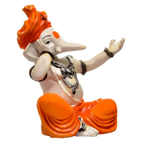 Ganesha Idols Unique Little Lord Ganesha Singing Idol Orange Best for Home Decor Home Decor Showpiece and Gifts by HomeDecorKart and Karigaari India
