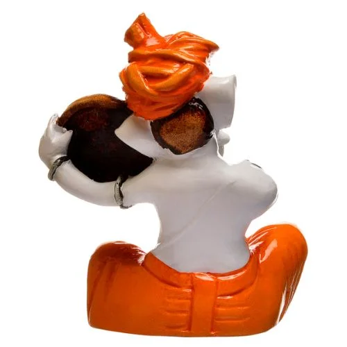 Ganesha Idols Unique Little Lord Ganesha Playing Dafli Idol Orange Best for Home Decor Home Decor Showpiece and Gifts by HomeDecorKart and Karigaari India