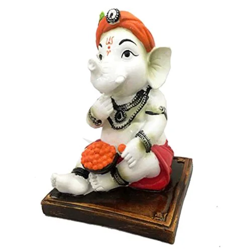 Ganesha Idols Little Lord Ganesha Sitting & Eating Laddu Idol Best for Home Decor Home Decor Showpiece and Gifts by HomeDecorKart and Karigaari India