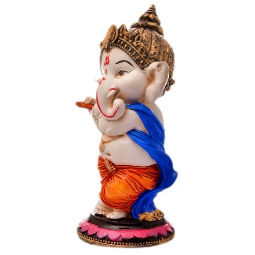 Ganesha Idols Unique Lord Ganesha Idol Standing & Playing Flute Best Item for Home Decor Multicolor Home Decor Showpiece and Gifts by HomeDecorKart and Karigaari India