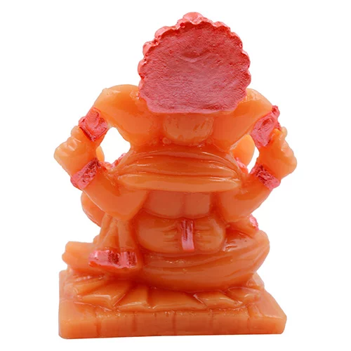 Car Dashboard Idols Small Lord Ganesha Sitting On Rock Idol Orange And Pink Ornaments Best for Home Decor Home Decor Showpiece and Gifts by HomeDecorKart and Karigaari India