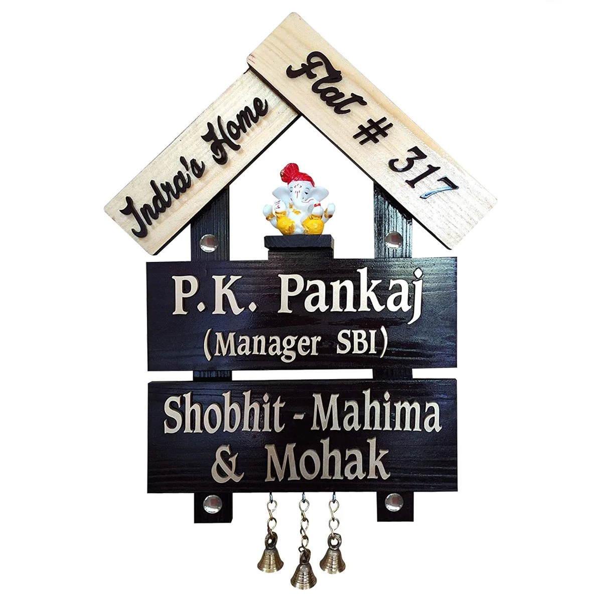 Home Decor Hut Style Durable Beautiful Wooden Name Plate for Home Office Sturdy Home Decor Showpiece and Gifts by HomeDecorKart and Karigaari India