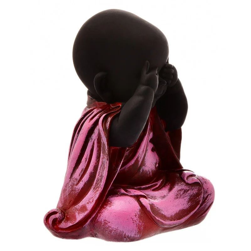 Buddha Idols Handcrafted Ployresin Sitting With Putting Fingers On Eyes Pink Colour Lord Buddha Statue Showpiece Home Decor/Office Decor/Spiritual Gift Home Decor Showpiece and Gifts by HomeDecorKart and Karigaari India
