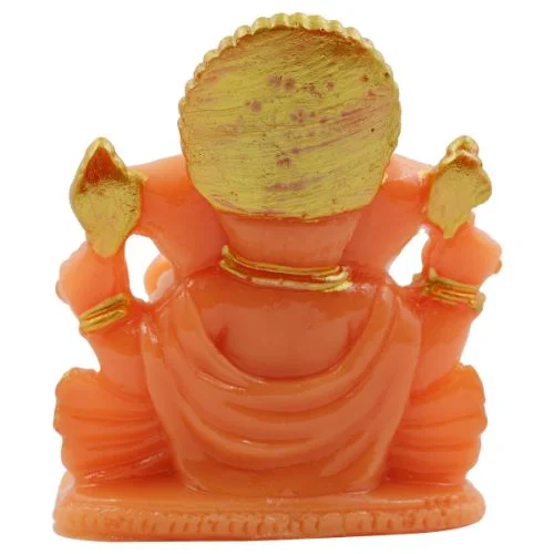 Car Dashboard Idols Lord Ganesha Sitting Idol Orange Colour for Home Decor Home Decor Showpiece and Gifts by HomeDecorKart and Karigaari India