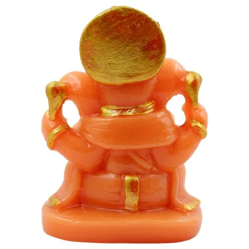 Car Dashboard Idols Small Lord Ganesha Sitting Idol Orange Colour for Home Decor Home Decor Showpiece and Gifts by HomeDecorKart and Karigaari India