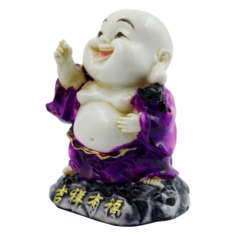 Buddha Idols Handcrafted Ployresin Lord Buddha White And Purple Standing Laughing Statue Showpiece Home Decor/Office Decor/Spiritual Gift Home Decor Showpiece and Gifts by HomeDecorKart and Karigaari India