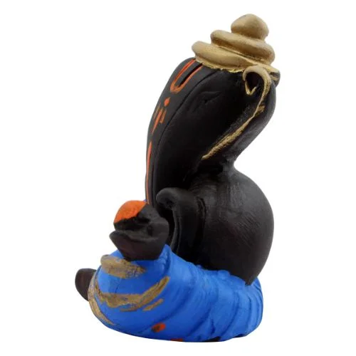 Car Dashboard Idols Unique Design Ganesh Idol Black Color with Blue Dhoti for Home Decor Home Decor Showpiece and Gifts by HomeDecorKart and Karigaari India