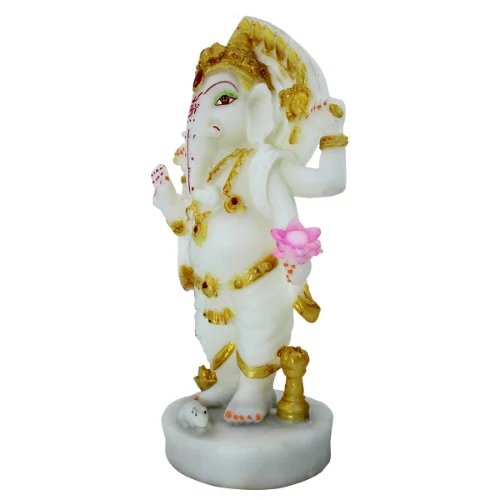Ganesha Idols Lord Ganesha Standing Idol White Color for Home Decor Home Decor Showpiece and Gifts by HomeDecorKart and Karigaari India