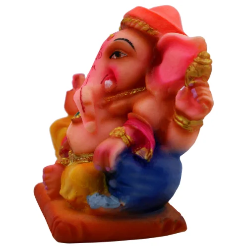 Car Dashboard Idols Lord Ganesha Sitting Red And Pink Color Idol for Home Decor Home Decor Showpiece and Gifts by HomeDecorKart and Karigaari India