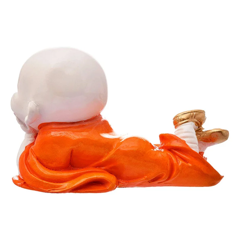 Buddha Idols Handcrafted Ployresin Lord Buddha Sleeping With Putting Hand On Chicks Orange Colour  Statue Showpiece Home Decor/Office Decor/Spiritual Gift Home Decor Showpiece and Gifts by HomeDecorKart and Karigaari India