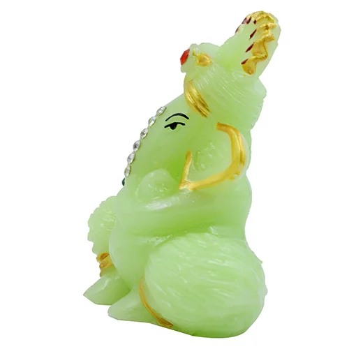 Car Dashboard Idols Small Unique Design Lord Ganesha Playing Flute Idol Green Color Best for Home Decor Home Decor Showpiece and Gifts by HomeDecorKart and Karigaari India
