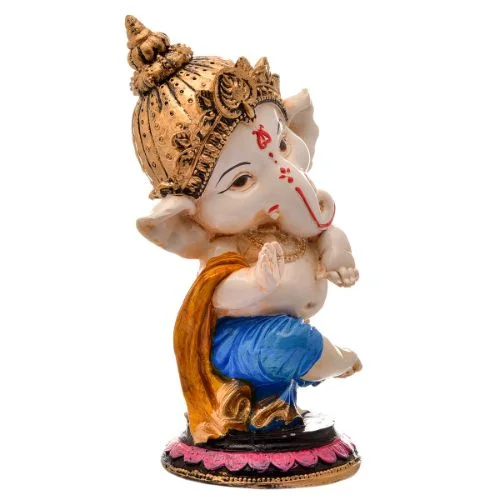 Ganesha Idols Unique Little Lord Ganesha Sitting Wearing Blue Dhoti Best Item for Home Decor Multicolor Home Decor Showpiece and Gifts by HomeDecorKart and Karigaari India