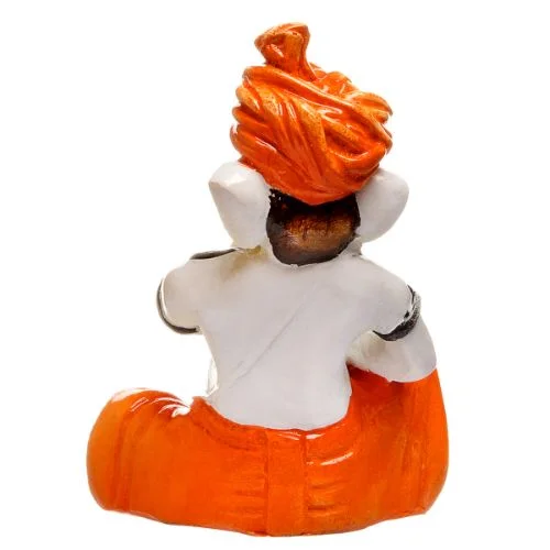 Ganesha Idols Unique Little Lord Ganesha Playing Manjira Idol Orange Best for Home Decor Home Decor Showpiece and Gifts by HomeDecorKart and Karigaari India