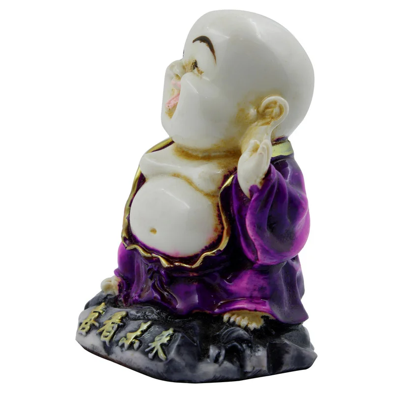 Buddha Idols Handcrafted Ployresin Lord Buddha Laughing And Standing  White And Purple Statue Showpiece Home Decor/Office Decor/Spiritual Gift Home Decor Showpiece and Gifts by HomeDecorKart and Karigaari India
