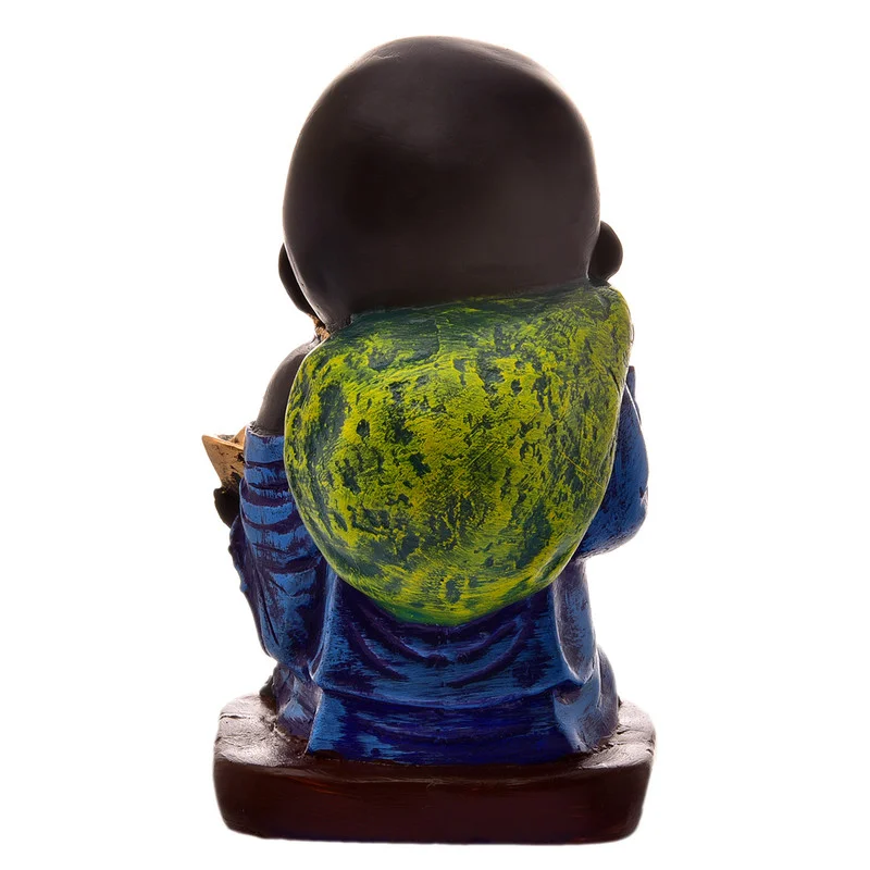 Buddha Idols Handcrafted Ployresin Lord Buddha Laughing Statue  Showpiece Home Decor/Office Decor/Spiritual Gift, Blue And Black Colour Home Decor Showpiece and Gifts by HomeDecorKart and Karigaari India