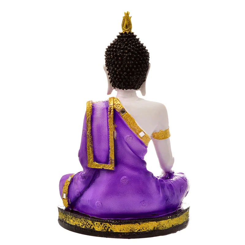 Buddha Idols Handcrafted Ployresin Lord Buddha Purple Colour Meditating Sitting Statue Sitting On Golden Colour Table Showpiece Home Decor/Office Decor/Spiritual Gift Home Decor Showpiece and Gifts by HomeDecorKart and Karigaari India