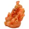 Lord Ganesha Wearing Paghadi And Sitting With One Leg Fold Orange Colour Idol for Home Decor - Image 6
