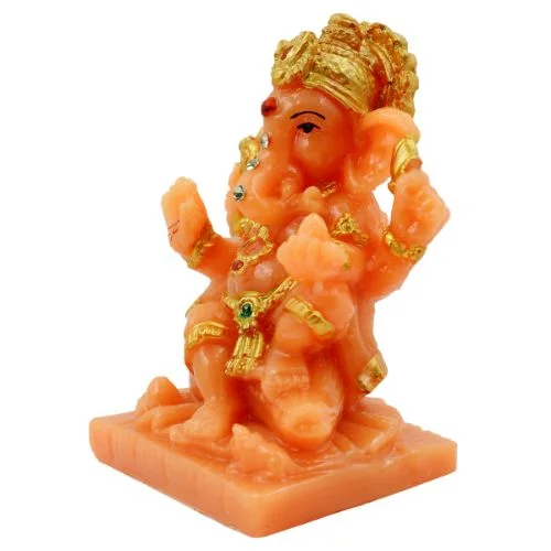 Car Dashboard Idols Lord Ganesha sitting Unique Orange Colour Idol for Home Decor Home Decor Showpiece and Gifts by HomeDecorKart and Karigaari India