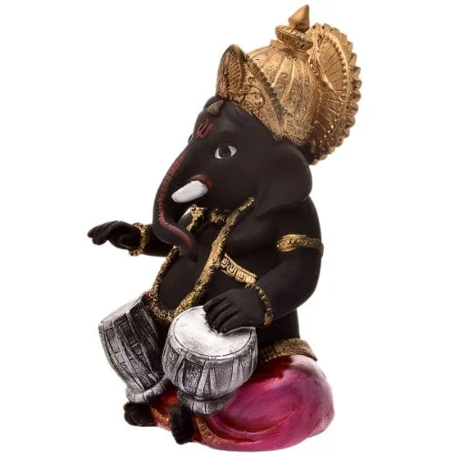 Ganesha Idols Unique Design Little Lord Ganesha Playing Tabla Idol Black Color Best Item for Home Decor Home Decor Showpiece and Gifts by HomeDecorKart and Karigaari India