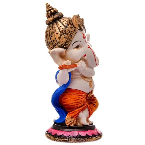 Ganesha Idols Unique Lord Ganesha Idol Standing & Playing Flute Best Item for Home Decor Multicolor Home Decor Showpiece and Gifts by HomeDecorKart and Karigaari India