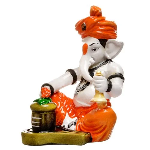 Ganesha Idols Unique Little Lord Ganesha Praying Lord Shiva Idol Orange Best for Home Decor Home Decor Showpiece and Gifts by HomeDecorKart and Karigaari India