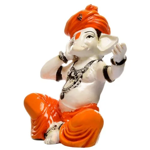 Ganesha Idols Unique Little Lord Ganesha Singing Idol Orange Best for Home Decor Home Decor Showpiece and Gifts by HomeDecorKart and Karigaari India