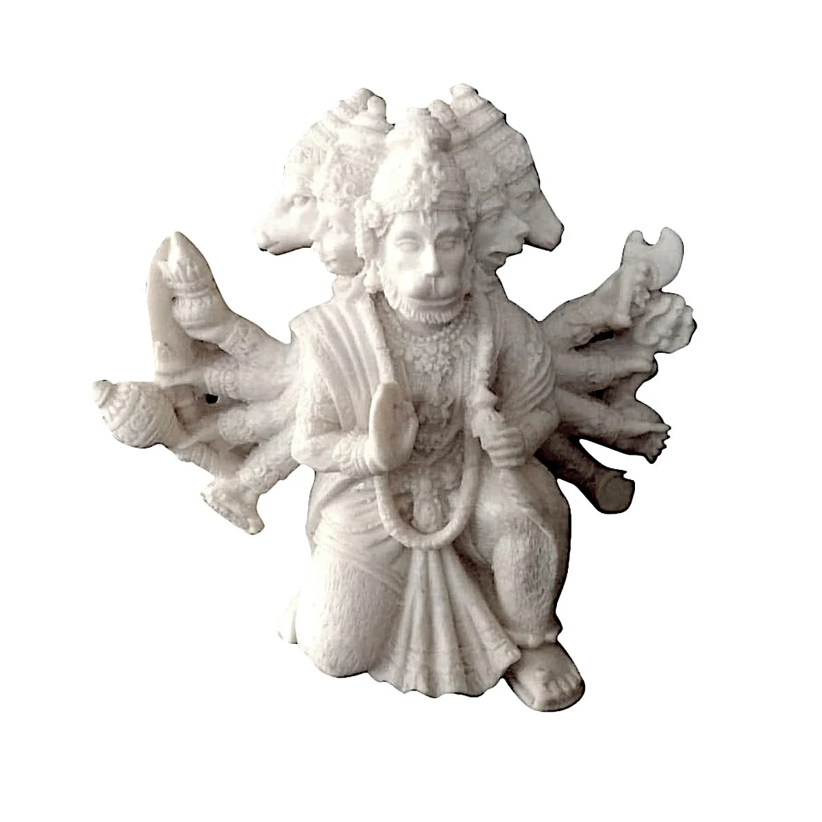 Hanuman Idols Beautifully Handcrafted Marble Panchmukhi Hanuman Ji Idol for Car Dashboard, Temple Statue Showpiece-Size (3 Inch) (White) Home Decor Showpiece and Gifts by HomeDecorKart and Karigaari India