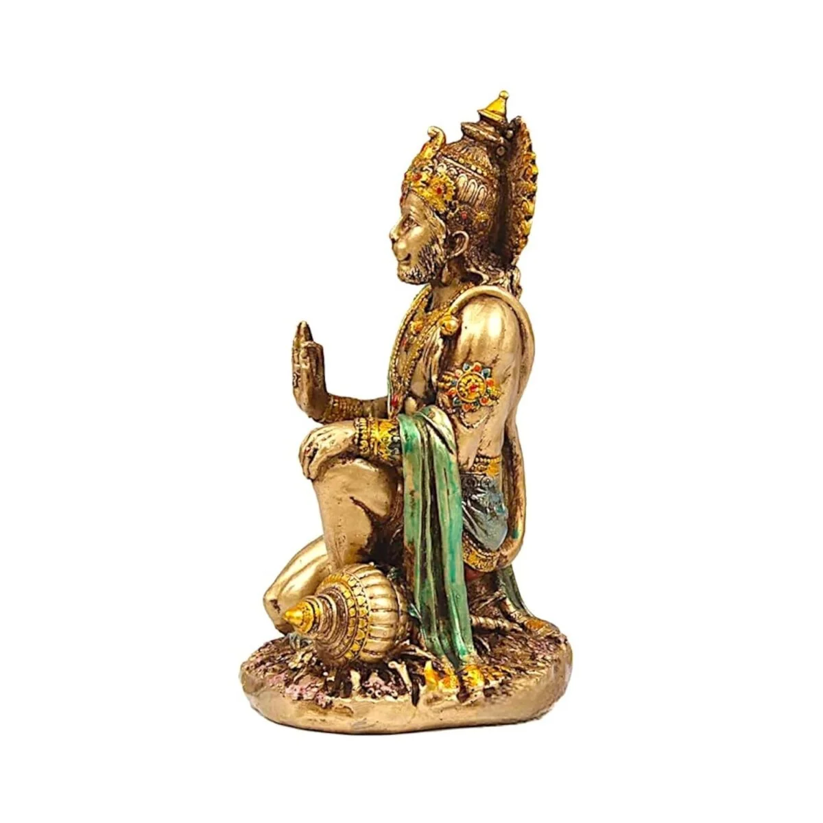 Hanuman Idols Sankat Mochan Hanuman Statue Sitting Metal Finish Idol Decorative Showpiece Handcrafted Hanuman Ji Murti for Home Office Home Decor Showpiece and Gifts by HomeDecorKart and Karigaari India