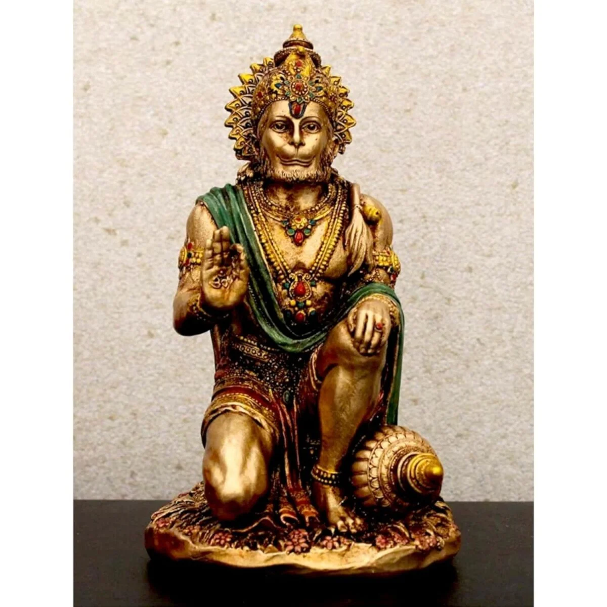 Hanuman Idols Sankat Mochan Hanuman Statue Sitting Metal Finish Idol Decorative Showpiece Handcrafted Hanuman Ji Murti for Home Office Home Decor Showpiece and Gifts by HomeDecorKart and Karigaari India