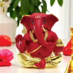 Dagdu Ganesha in Sitting Posture for Car Dashboard - Karigaari India Aesthetic Home Decor