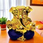 Ceramic Gold Plated Takloo Ganesha for Car Dashboard - Karigaari India Aesthetic Home Decor