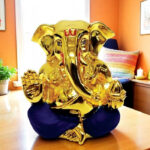 Ceramic Gold Plated Takloo Ganesha for Car Dashboard - Karigaari India Aesthetic Home Decor