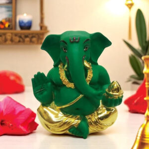 Beautiful Green Ganesha for Car Dashboard I Giting - Karigaari India Aesthetic Home Decor