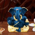 Regal Blue Ganesha Idol - Divine Tranquility & Car Dashboard Auspiciousness - Karigaari India Aesthetic Home Decor
