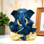 Regal Blue Ganesha Idol - Divine Tranquility & Car Dashboard Auspiciousness - Karigaari India Aesthetic Home Decor