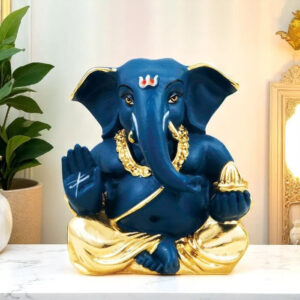 Regal Blue Ganesha Idol - Divine Tranquility & Car Dashboard Auspiciousness - Karigaari India Aesthetic Home Decor
