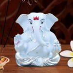Stylish White Ceramic Ganesha Idol for Car Dashboard I Gifting - Karigaari India Aesthetic Home Decor