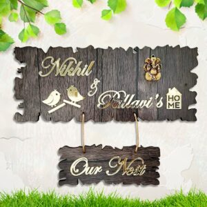 Custom Beautiful Name Plate for House Wooden Durable Stylish Decor - Karigaari India Aesthetic Home Decor