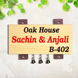 Designer Beautiful Custom Wooden Name Plate for Home Durable Sturdy Decor - Karigaari India Aesthetic Home Decor